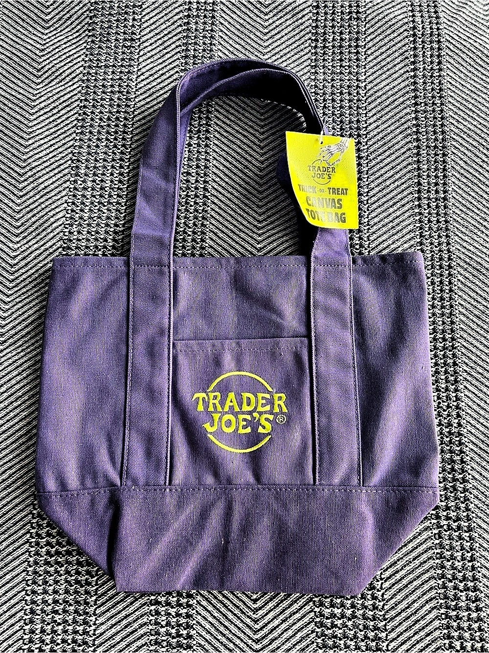 Trader Joe's Trick-or-Treat Mini Canvas Tote Bag Purple